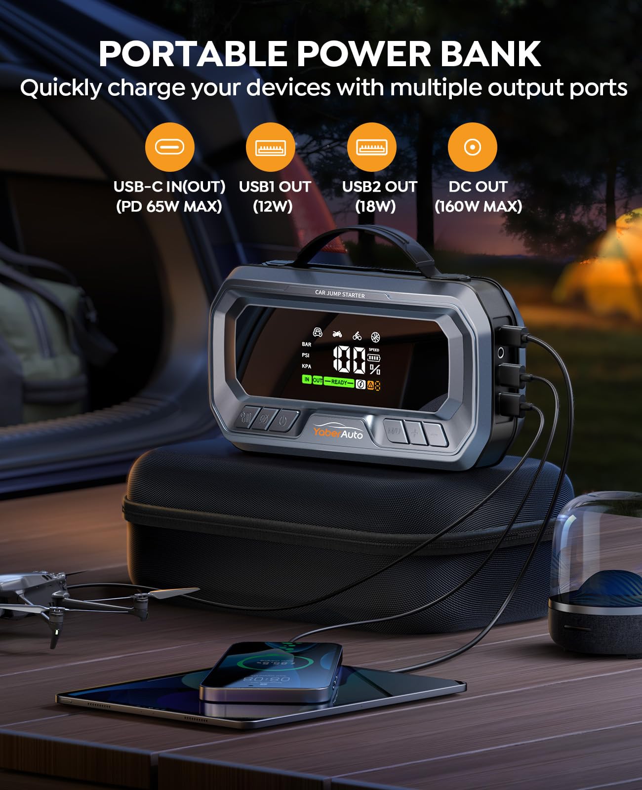 Amazon.com: YaberAuto 12-in-1 Jump Starter with Air Compressor
